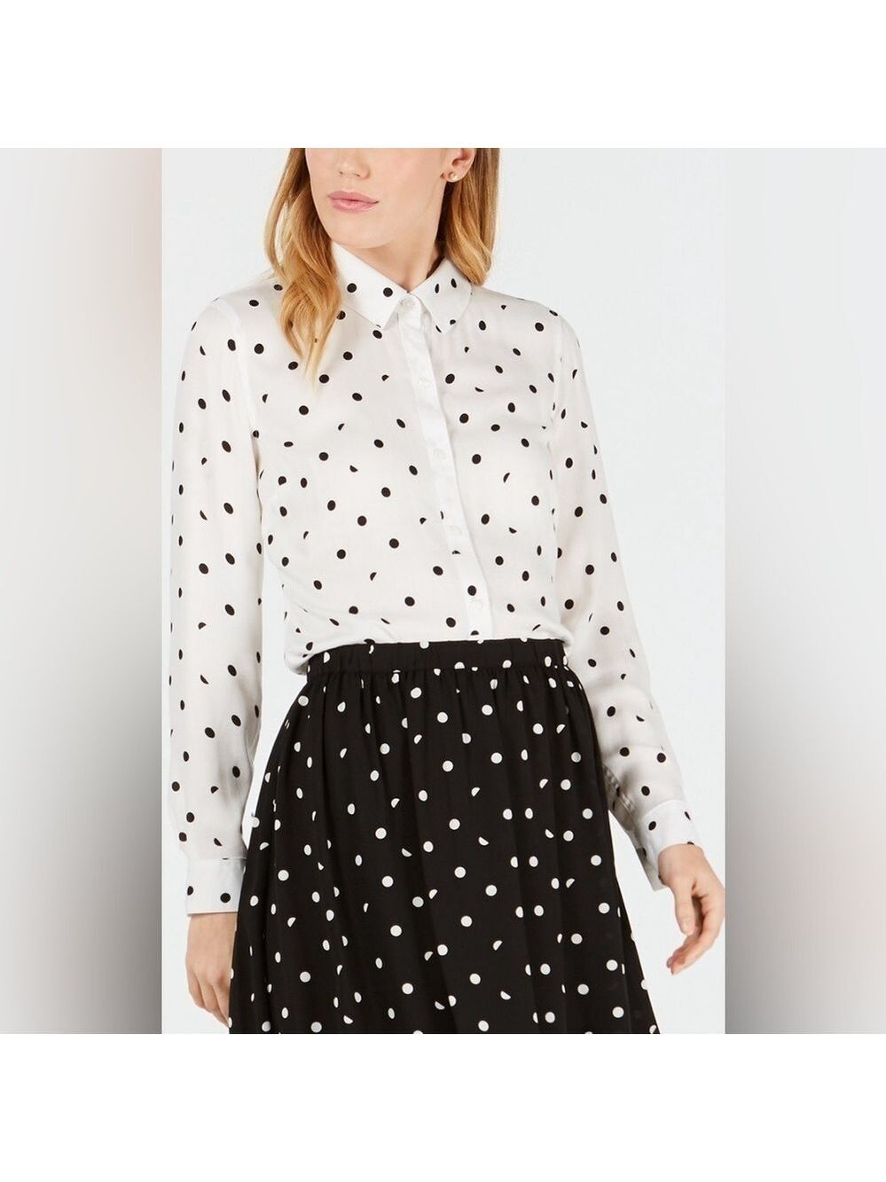 NWOT Maison Jules Polka Dot Flouncy Skirt - Size Large